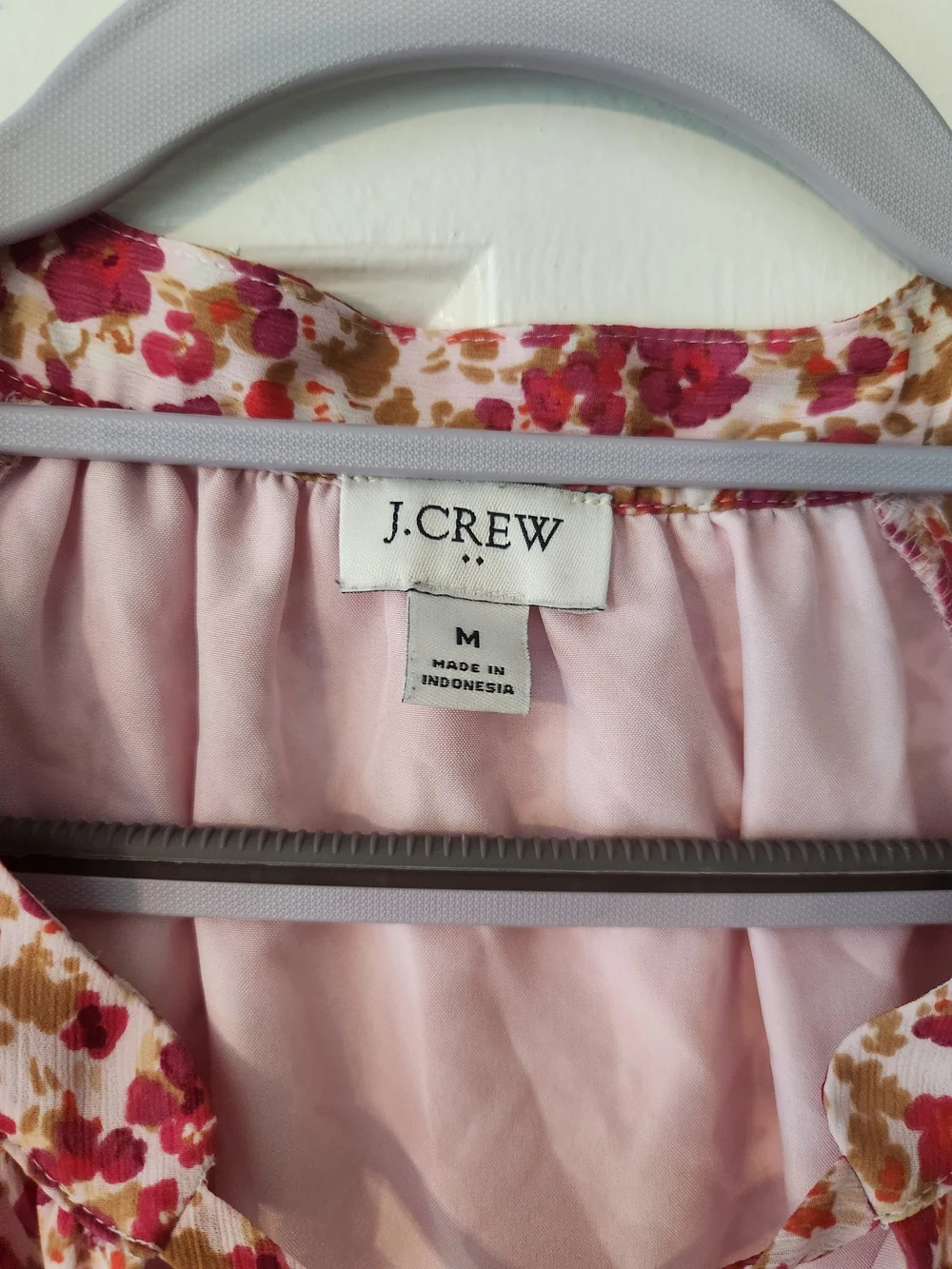 J. Crew Women's Floral Tiered Tunic Dress With Tie Pink Bohemian Resort, Medium